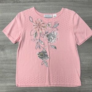 Alfred Dunner Blush Embroidered Top Size Small Petite